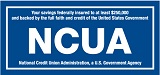 Your savings federally insured to at least $250,000 and backed by the full faith and credit of the United States Government. National Credit Union Administration, a U.S. Government agency.
